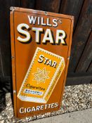 A Wills's Star Cigarettes 'packet' pictorial enamel advertising sign by The Imperial Tobacco Co.