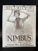 A Nimbus Patent Hat Retainer advertising showcard with both hanging and standing options, 11 1/4 x