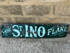 A rare Smoke St. Ino. Flake enamel advertising sign by Patent Enamel Co. Ltd. B'Ham, 54 x 12