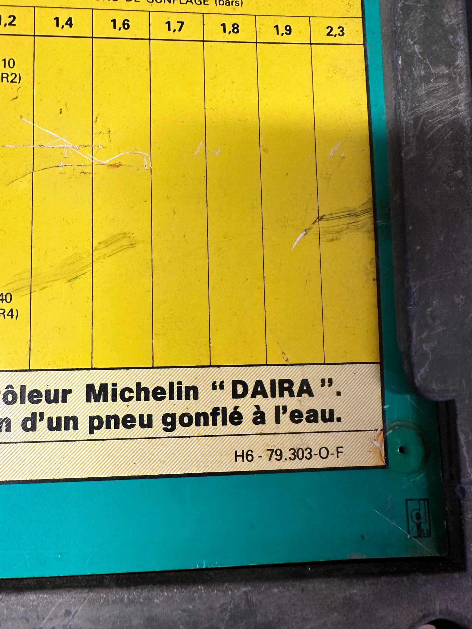 A Michelin tyre pressure chart (card insert in plastic wall hanging holder) some damage, see - Image 5 of 7