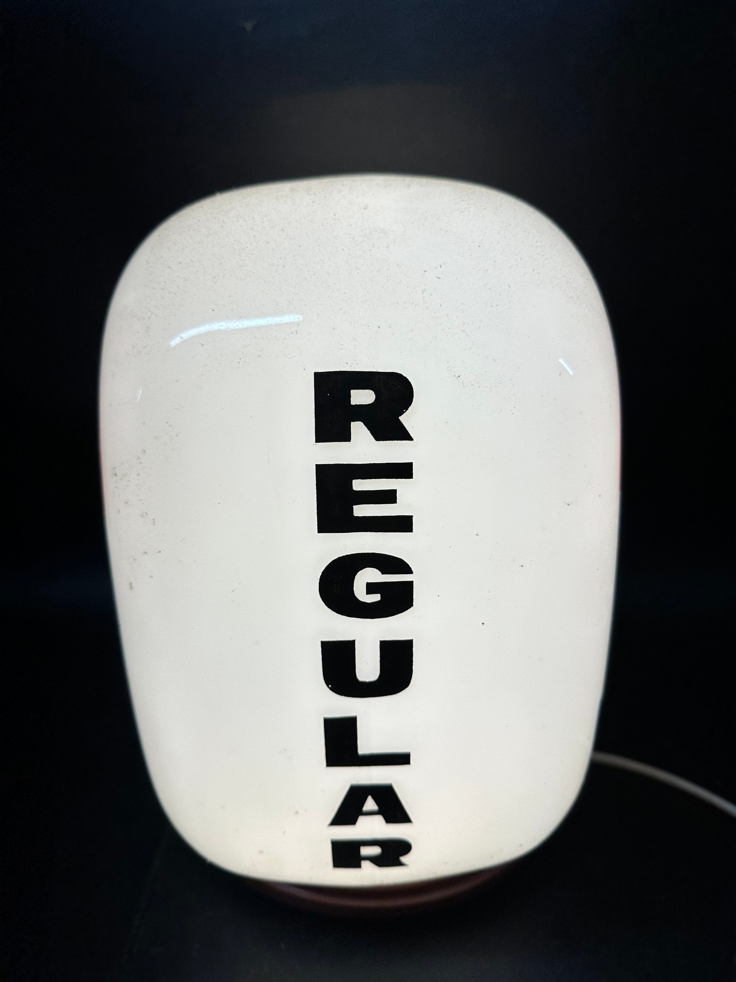 A Regent Regular glass petrol pump globe, fading, some expected nibbles to base, see images. - Image 4 of 12