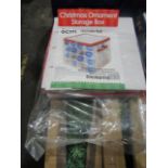 3X Items Being 2 Green Wall Christmas Trees Size 78x10x10 & A Christmas Ornament Storage Box All