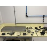 One Shelf of Mixed Photonics, Optical, and Laser Research Components - Breadboard, Post Mounts, Fixt