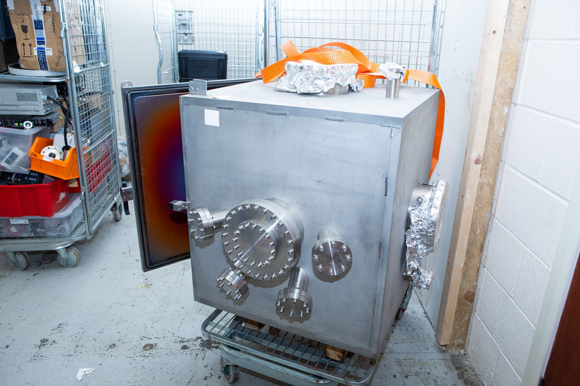 Stainless Steel Vacuum Box Chamber with Multiple UHV ports (stored offsite Oldham, see viewing detai