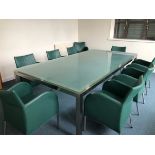 Boardroom table with 10 chairs (without contents)