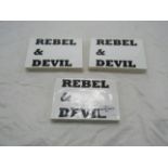 3x Signs with Sayings Rebel and Devil wooden wall plaques, new RRP ?9 each, 10x15cm (DR684)