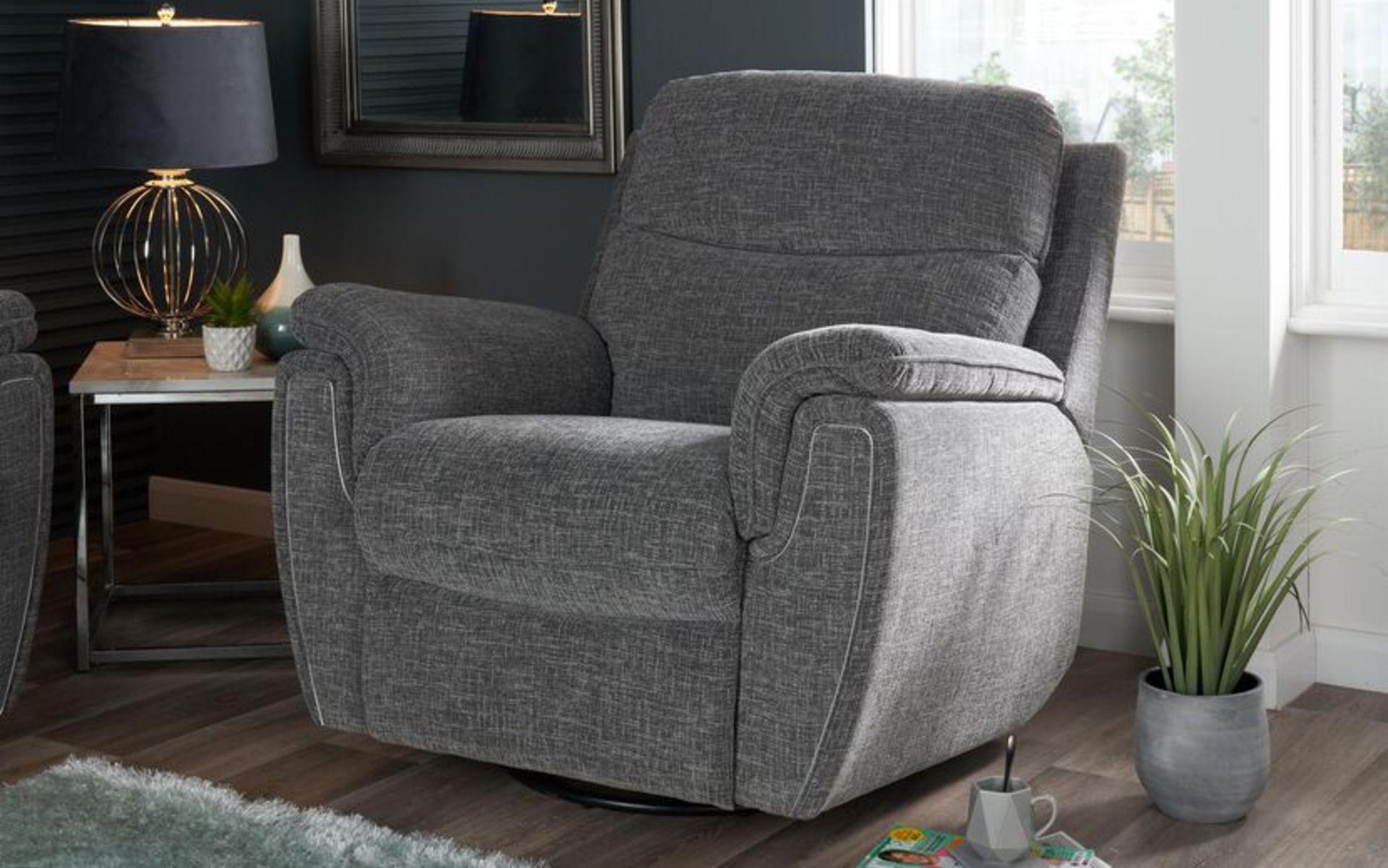 Ashton Swivel Glider Chair Vitolini Charcoal All Over Swivel Base/Trim RRP 1499 - Image 2 of 2