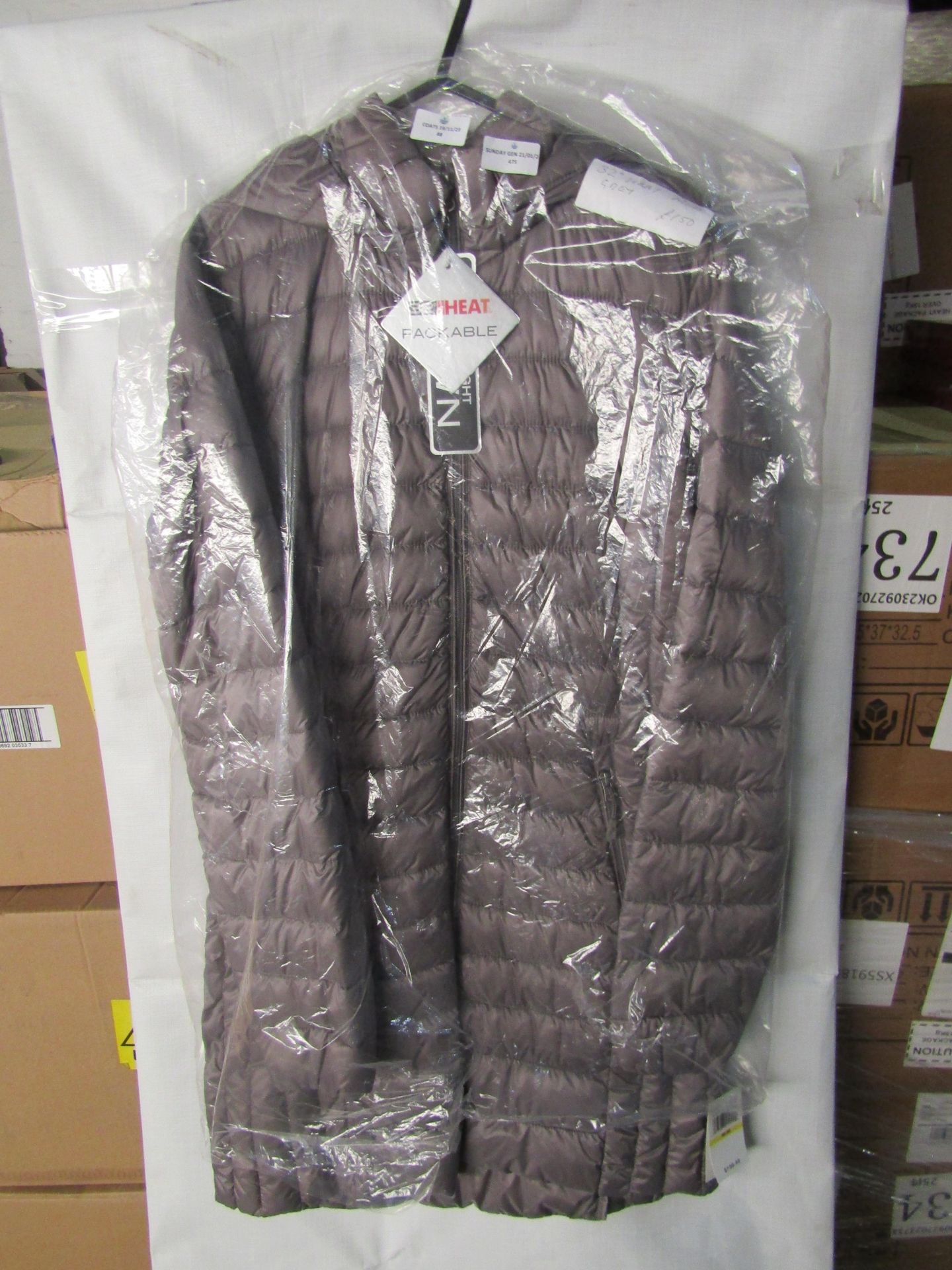32 Degrees ladies ultra light Down packable grey jacket, new, size medium, RRP £150