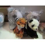 4 X Soft Toys Being 2 X Keel Toys Panda & Tiger & 2 X Squishable "s All new With Tags