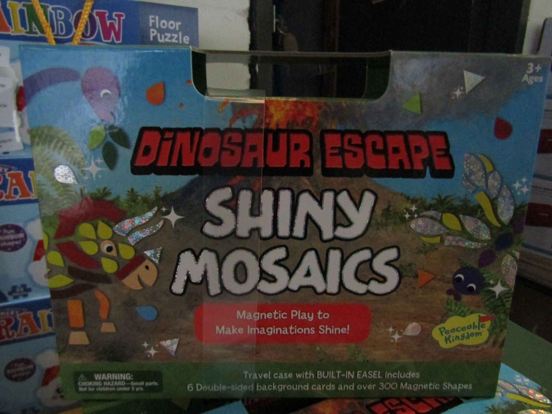 Dinosaur Escape Shiny Mosaics Built-in-Easel 6 Doubl Sided Background Cards & Over 300 Magnetic