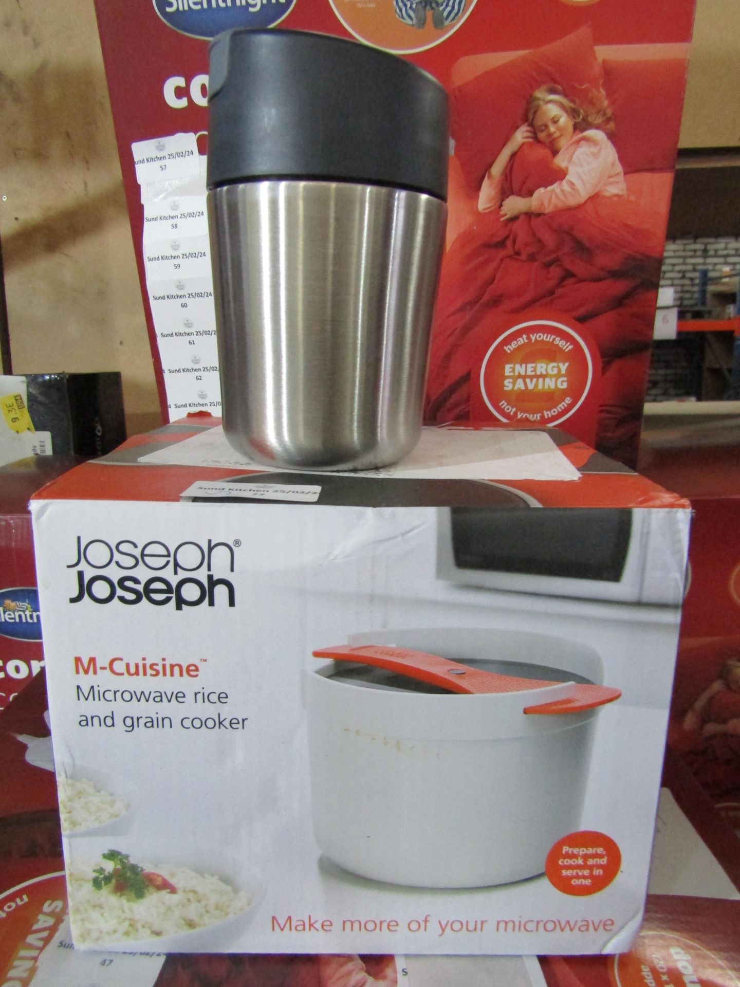 2x Joseph Joseph items beign a drink canister and a mM-Cusine Microwave rice cooker