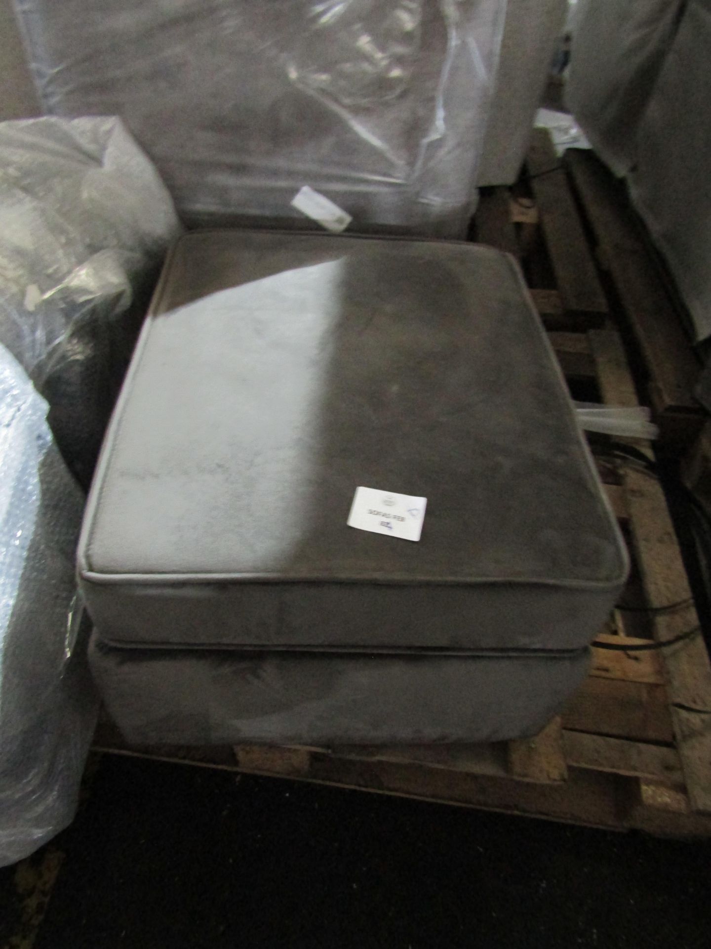 Grey fabric footstool, good condition