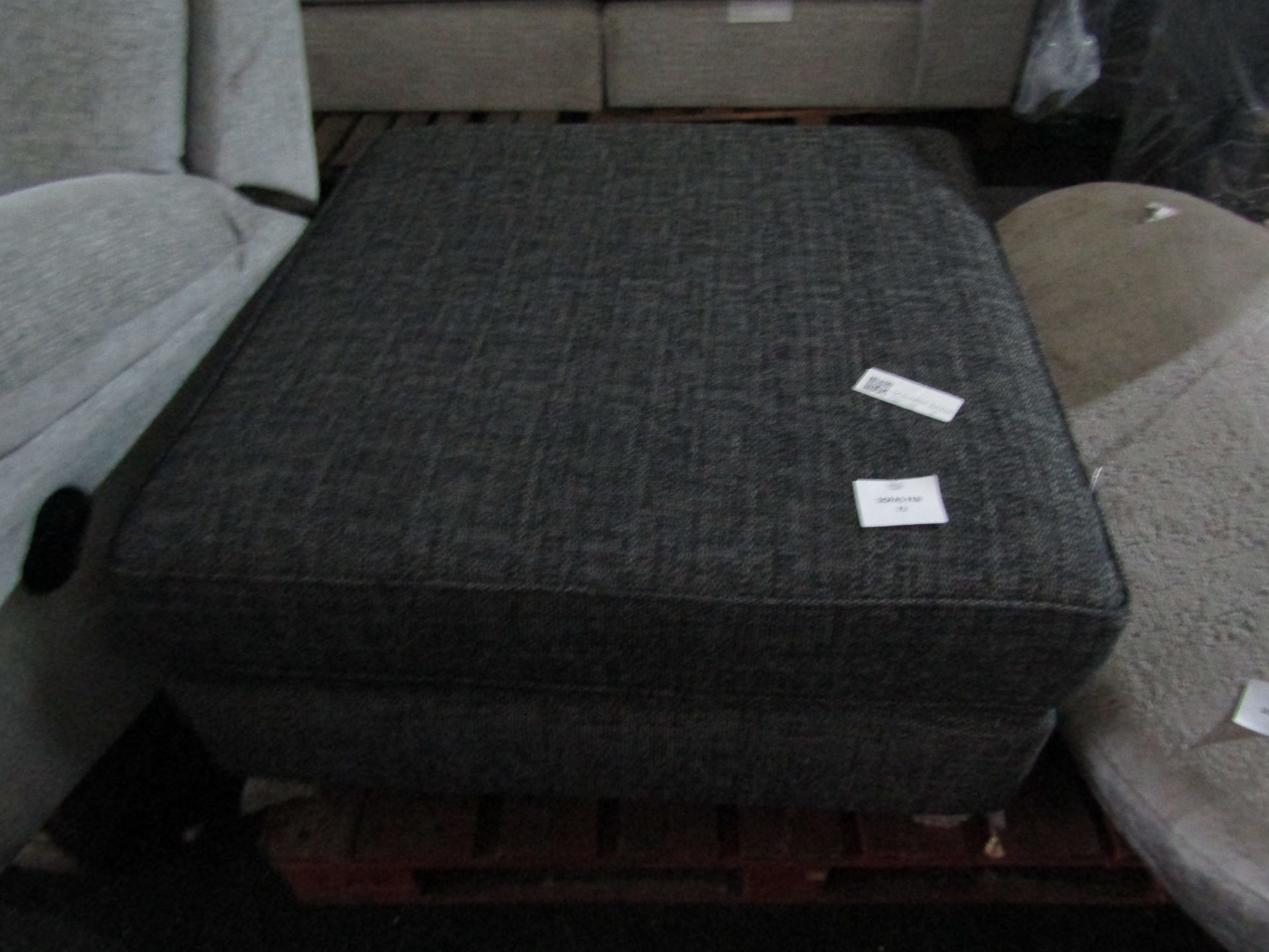 Living Theo Fabric Chaise Footstool in Lisbon Charcoal All Over with Oak Feet RRP 225About the - Image 2 of 2