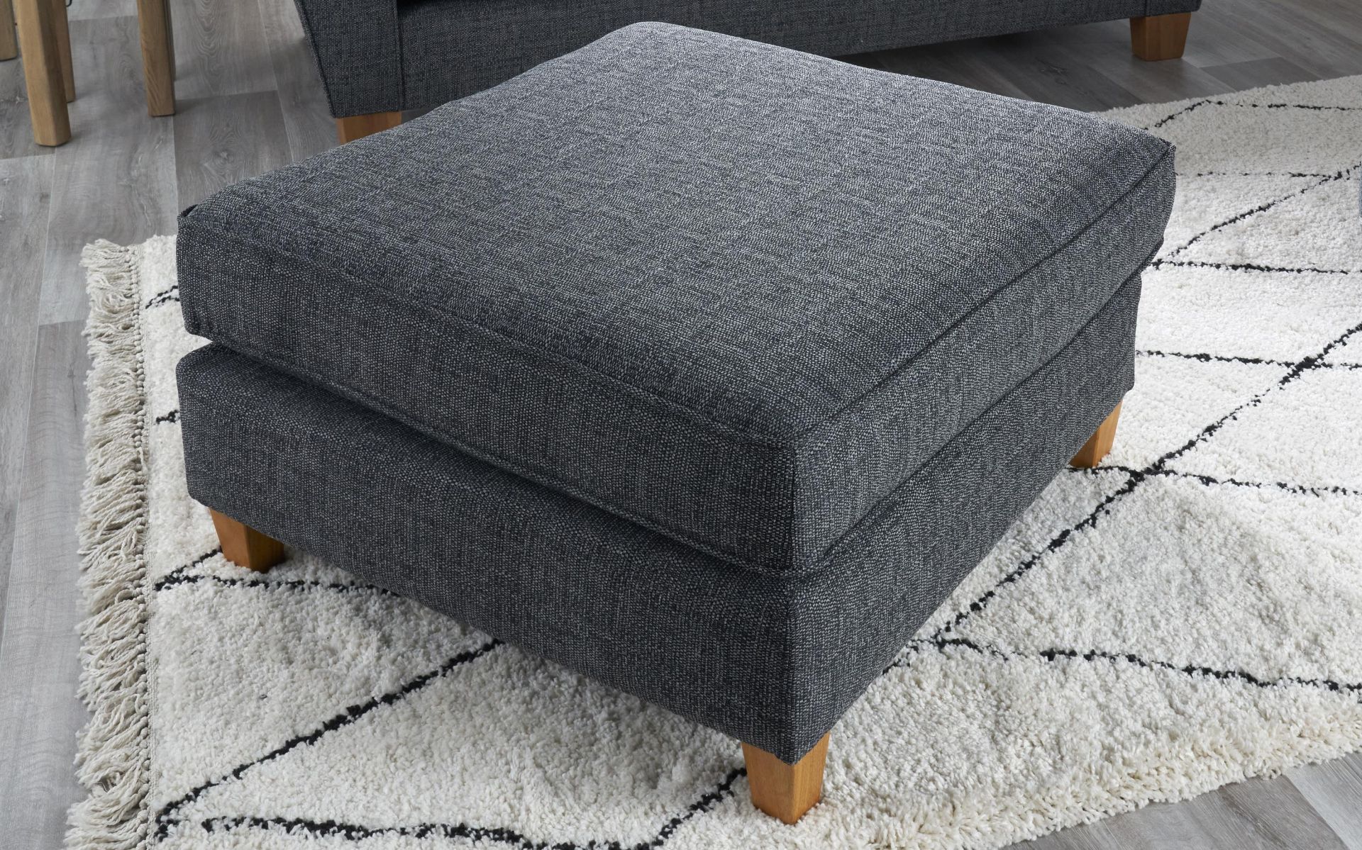 Living Theo Fabric Chaise Footstool in Lisbon Charcoal All Over with Oak Feet RRP 225About the