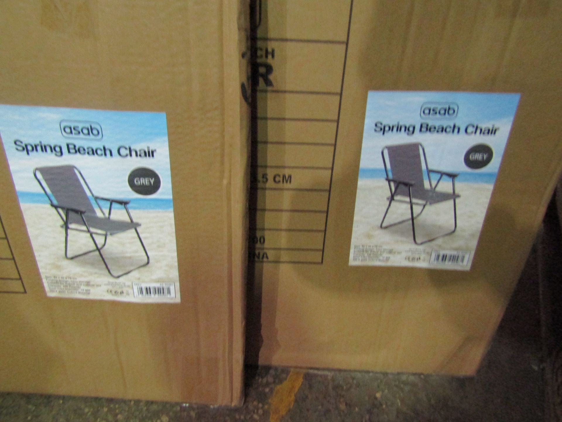 2x Asab Spring Bench Chairs, Grey, Unchecked & Boxed.