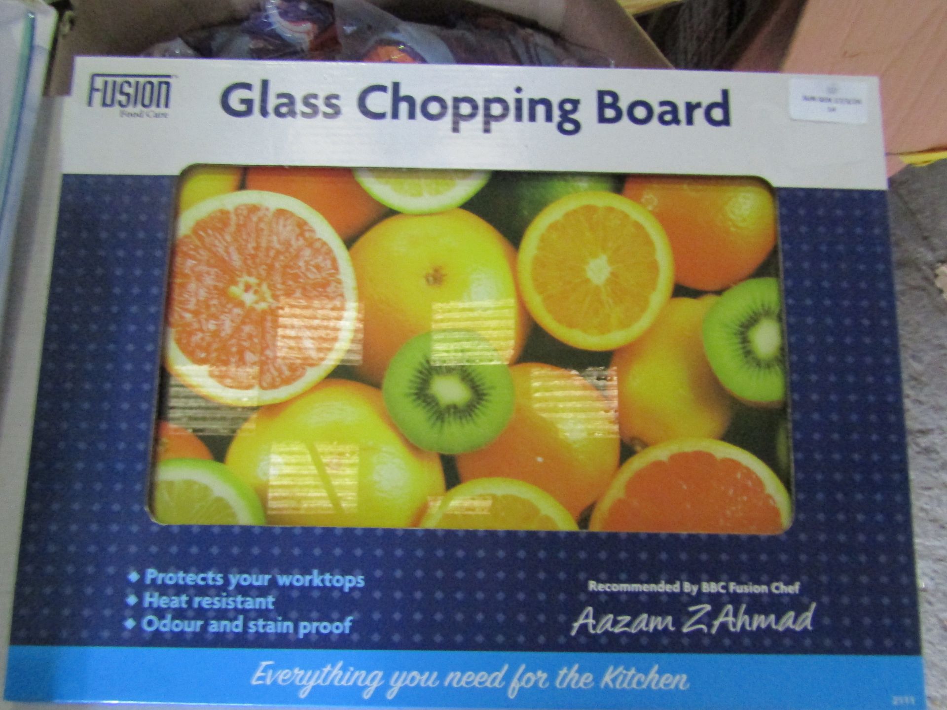 Fusion Food Care Glass Chopping Board See Image For Design New & Packaged