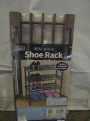 2x Home Smart Real Wood 2 Tier Shoe Rack Size 58X26X29CM New & Packaged