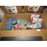 Box Containing Approx 20 Items being Scissors Headphones Plug in Timer Battery Tester