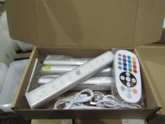 1 X Set of 4 LED ReChargeable Cabinet Lights Colour Changing or Plain White With Remote New & Boxed