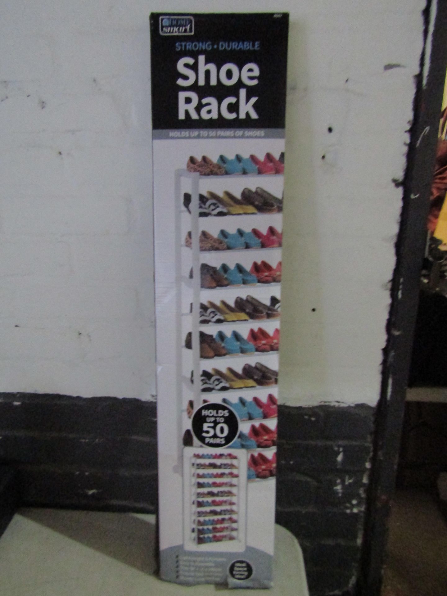 Home Smart Strong Durable Shoe Rack Holds Upto 50 Pairs Of Shoes Size 90X16X140CM Unchecked & Boxed