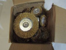 Approx 12 X Powertool Wire Wheel Brushes Various Sizes Brass Coated Unused