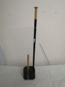 Toilet Brush & Loo Roll Holder Black Metal & Wood Finish