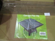 Asab Garden Fire Pit, Black, Steel Aquare, Unchecked & Boxed.