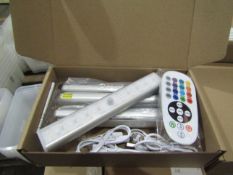 1 X Set of 4 LED ReChargeable Cabinet Lights Colour Changing or Plain White With Remote New & Boxed