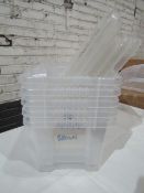 5 X Med Sized Clear Plastic Boxes With Lids Used But in Good Condition