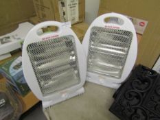 2 X Quartz Heaters 800W Both only Have 1 Bar Working No Boxes