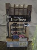 2x Home Smart Real Wood 3 Tier Shoe Rack Size 58X26X29CM New & Packaged