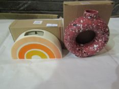 2x Sasse & Belle Items Being - 1x Rainbow Shaped Planter - 1x Brick Red Terrazzo Speckled Small