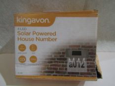 Kingavon 4 LED Solar Powered House Number, Unchecked & Boxed.