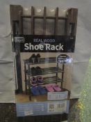 2x Home Smart Real Wood 3 Tier Shoe Rack Size 58X26X29CM New & Packaged