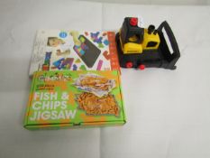 3 X Items Being 1 X Building Blocks 1 X Stanley Digger & 1 X Fish & Chips Jigsaw 250 PC All
