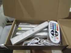 1 X Set of 4 LED ReChargeable Cabinet Lights Colour Changing or Plain White With Remote New & Boxed