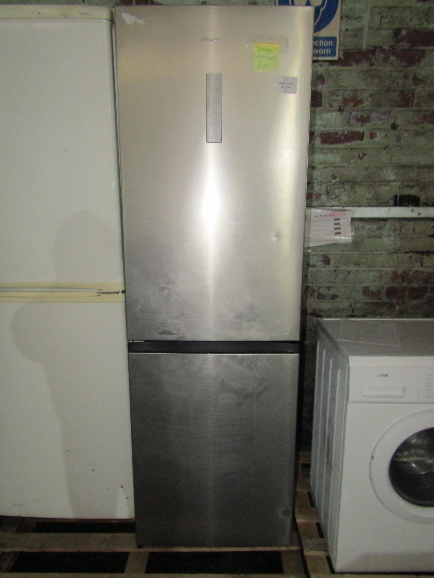 Hisense - 60/40 Grey Fridge Freezer - Tested Working. Need Intensive Clean. May Contains Dints