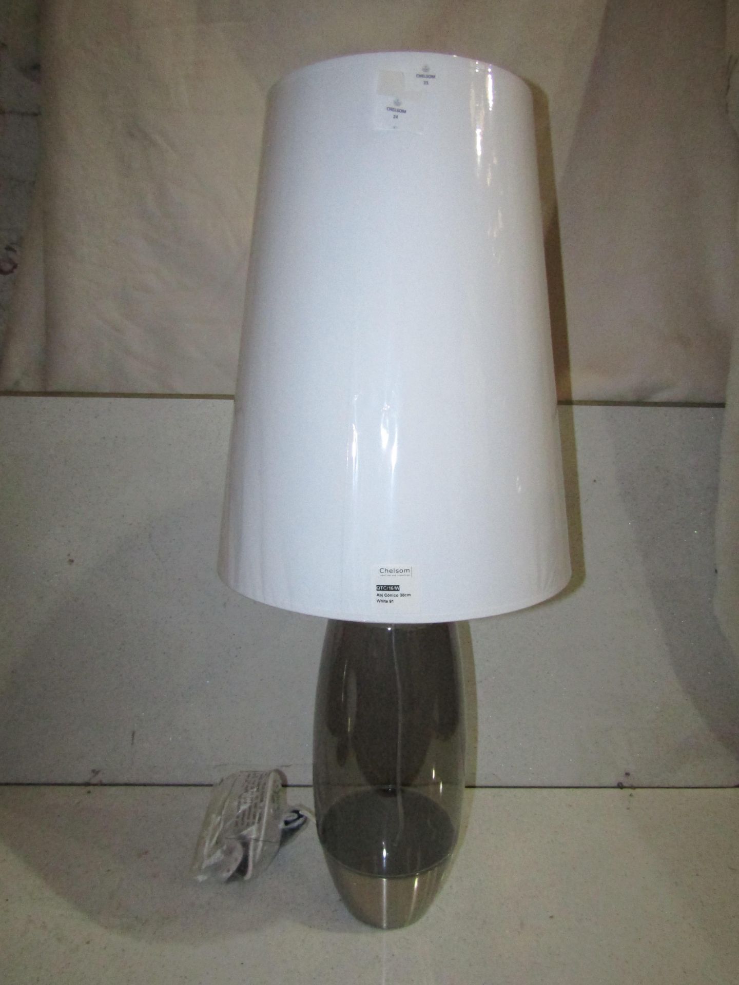 Pair of 2 Chelsom - Stockholm Table Lamp With White 38cm Shade - SK/26/BN - New & Boxed.