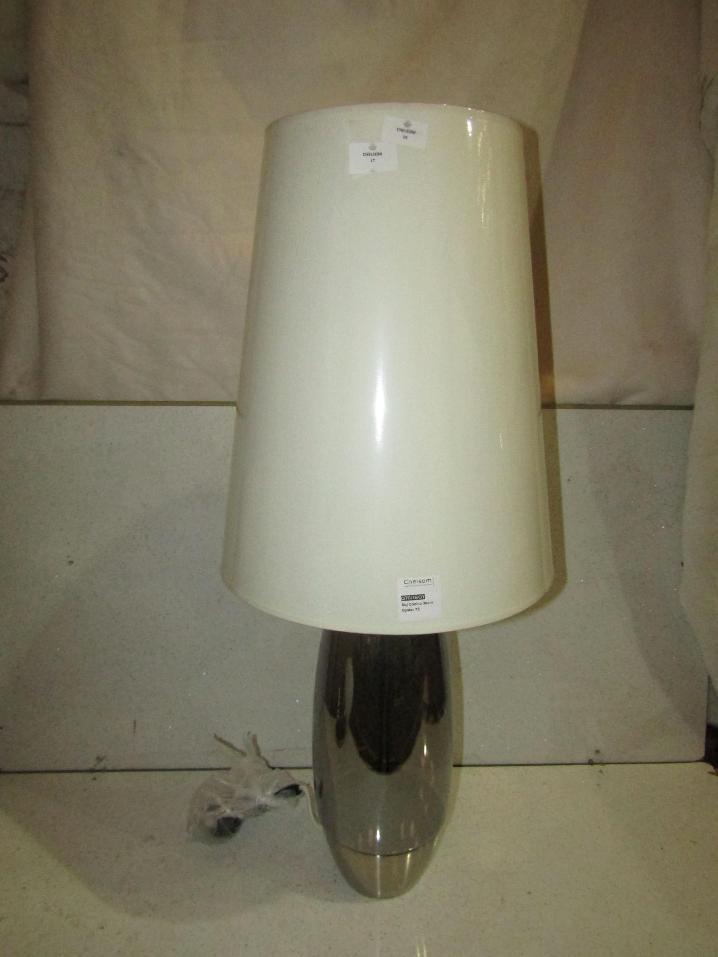 Pair of 2 Chelsom - Stockholm Table Lamp With Oyster 38cm Shade - SK/26/BN - New & Boxed.