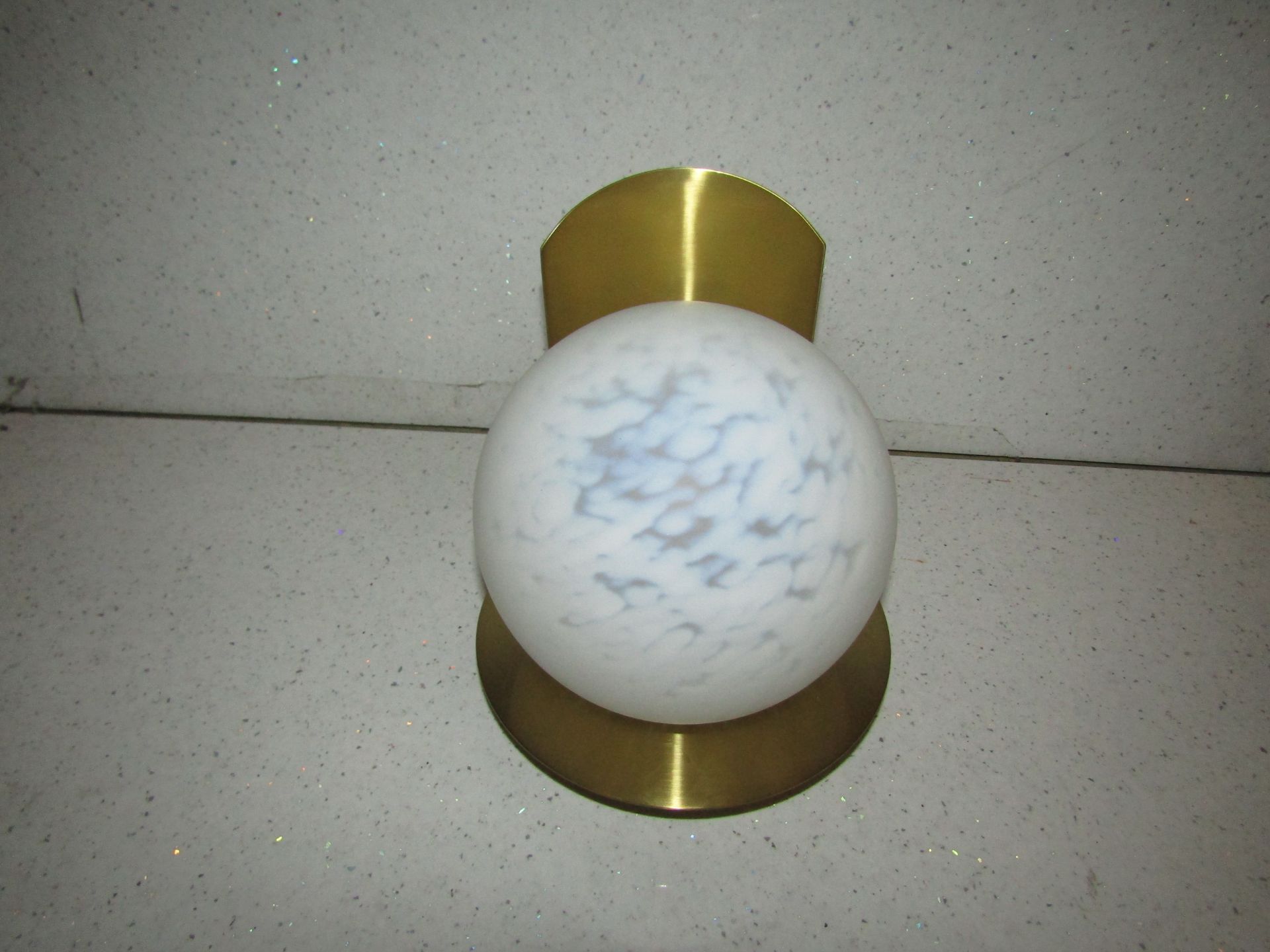 Pair of 2 Chelsom - Tranquillo Brass Wall Lights With Matt Opal Glass Orb Shade - New.