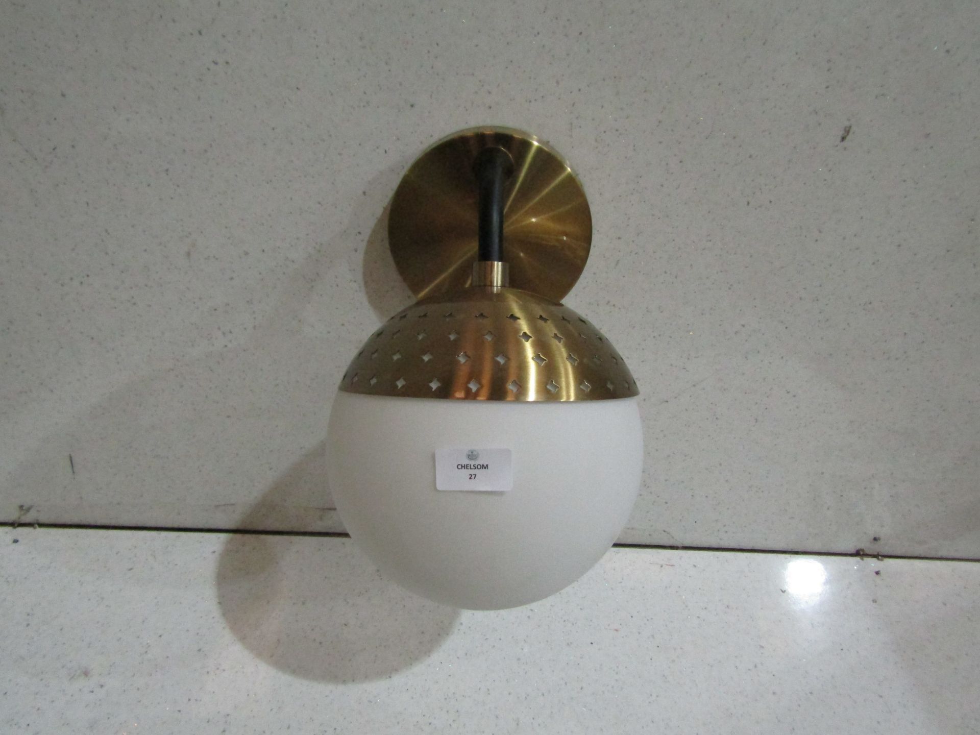 Chelsom - Brass & Black Glass Orb Wall Light - Good Condition.
