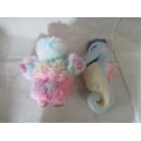 1x Seahorse Plush Toy - Ex Sample. 1x Rainbow Unicorn Bear - Ex Sample.