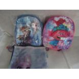 1x Trolls - Sequin Backpack - Good Condition. 1x Disney Frozen Backpack & Kit Bag - Good Condition.