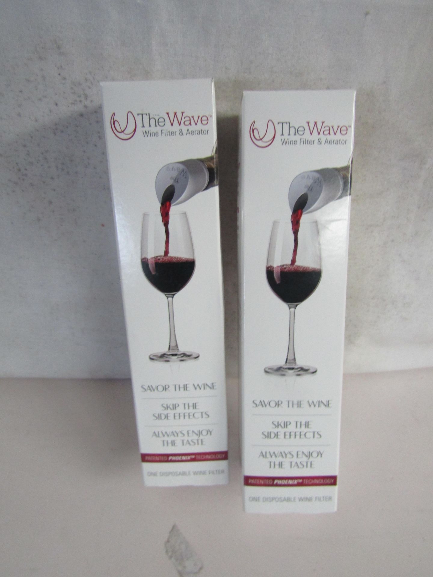 2x TheWave - Wine Purifiier & Aerator - Cures Hangovers. New & Boxed.