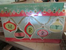5x Merry Christmas Bauble Garland - New & Packaged. (DR670)