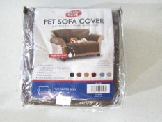 MaxiCare - 2-Seater Quilted Pet Sofa Cover / Brown 180x115cm - Packaged.