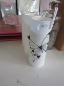 3x White Porcelain Vase - Butterfly - New. (DR653)