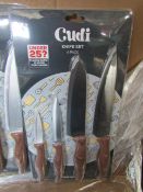 Cudi 4 piece knife set with wood effect handles - New & Still blister Packed - Over 18's Only!