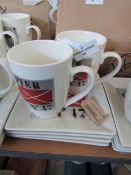 Set of 2 Coffee or Tea Mugs Pier Design, see picture for design, RRP ?10 each Set of 4 Cake Plates