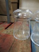 Round Clear Glass Vase 13.5cm Diam x 20cm High. - New. (219)